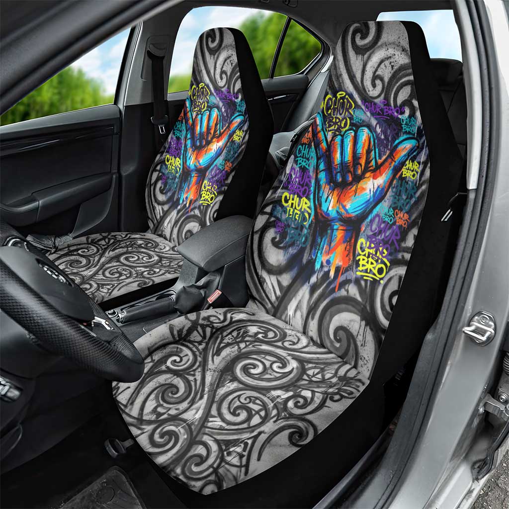 Chur Bro Shaka Sign Car Seat Cover New Zealand Koru Colorful Graffiti Splash TS04 - Polynesian Pride