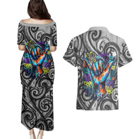 Chur Bro Shaka Sign Couples Matching Puletasi and Hawaiian Shirt New Zealand Koru Colorful Graffiti Splash TS04 - Polynesian Pride