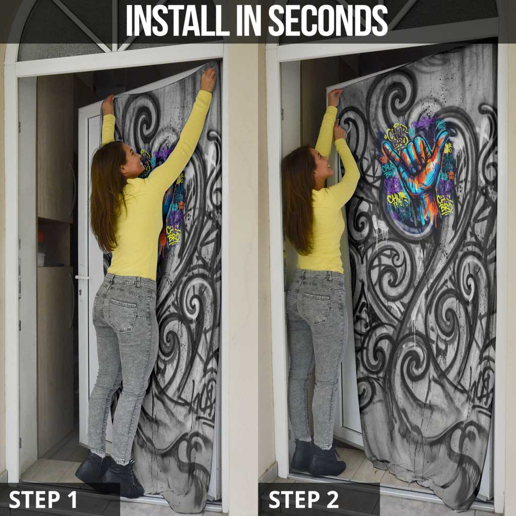 Chur Bro Shaka Sign Door Cover New Zealand Koru Colorful Graffiti Splash TS04 - Polynesian Pride
