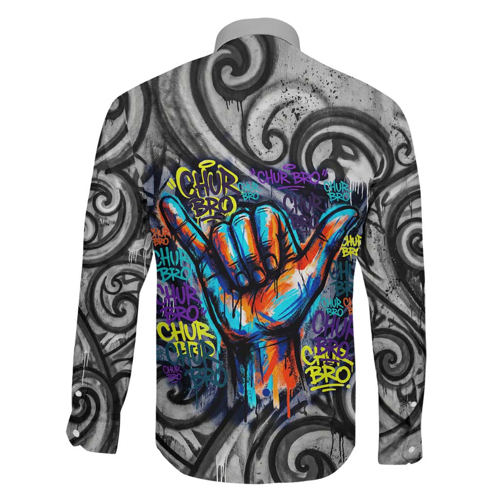 Chur Bro Shaka Sign Family Matching Long Sleeve Bodycon Dress and Hawaiian Shirt New Zealand Koru Colorful Graffiti Splash TS04 - Polynesian Pride