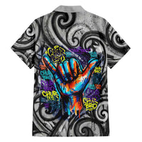 Chur Bro Shaka Sign Family Matching Off The Shoulder Long Sleeve Dress and Hawaiian Shirt New Zealand Koru Colorful Graffiti Splash TS04 - Polynesian Pride