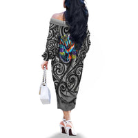 Chur Bro Shaka Sign Family Matching Off The Shoulder Long Sleeve Dress and Hawaiian Shirt New Zealand Koru Colorful Graffiti Splash TS04 - Polynesian Pride