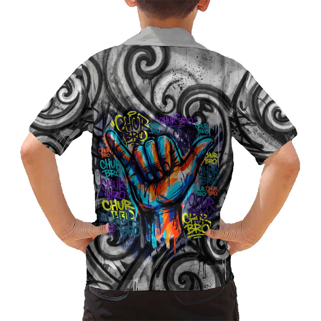 Chur Bro Shaka Sign Family Matching Off Shoulder Maxi Dress and Hawaiian Shirt New Zealand Koru Colorful Graffiti Splash TS04 - Polynesian Pride