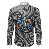 Chur Bro Shaka Sign Family Matching Off Shoulder Maxi Dress and Hawaiian Shirt New Zealand Koru Colorful Graffiti Splash TS04 Dad's Shirt - Long Sleeve Multicolor - Polynesian Pride