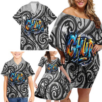 Chur Bro Shaka Sign Family Matching Off Shoulder Short Dress and Hawaiian Shirt New Zealand Koru Colorful Graffiti Splash TS04 - Polynesian Pride