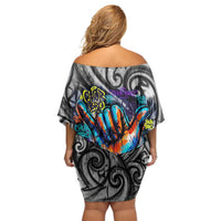 Chur Bro Shaka Sign Family Matching Off Shoulder Short Dress and Hawaiian Shirt New Zealand Koru Colorful Graffiti Splash TS04 - Polynesian Pride