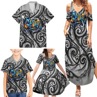 Chur Bro Shaka Sign Family Matching Summer Maxi Dress and Hawaiian Shirt New Zealand Koru Colorful Graffiti Splash TS04 - Polynesian Pride