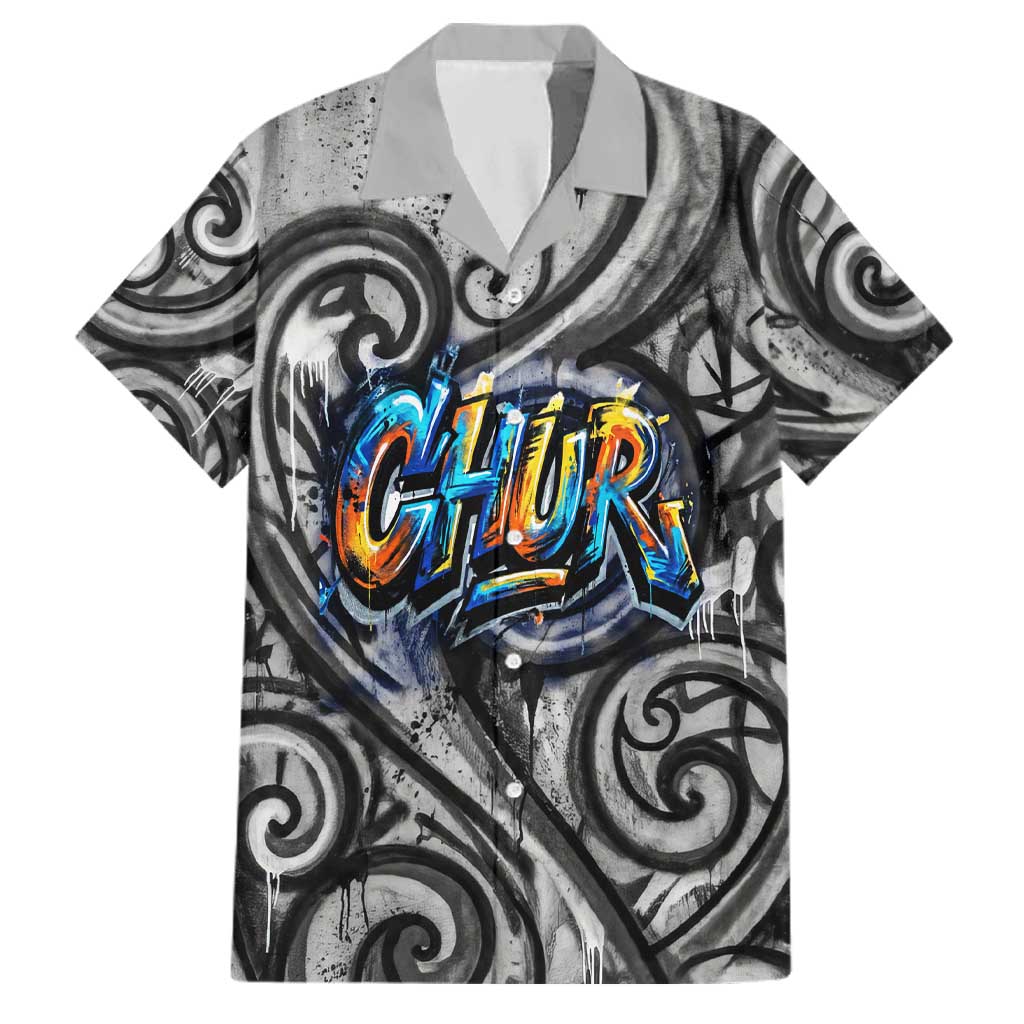 Chur Bro Shaka Sign Family Matching Tank Maxi Dress and Hawaiian Shirt New Zealand Koru Colorful Graffiti Splash TS04 Dad's Shirt - Short Sleeve Multicolor - Polynesian Pride