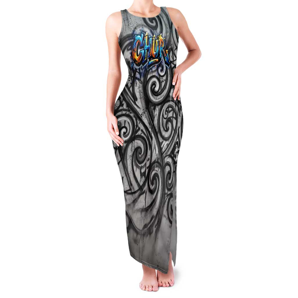 Chur Bro Shaka Sign Family Matching Tank Maxi Dress and Hawaiian Shirt New Zealand Koru Colorful Graffiti Splash TS04 Mom's Dress Multicolor - Polynesian Pride