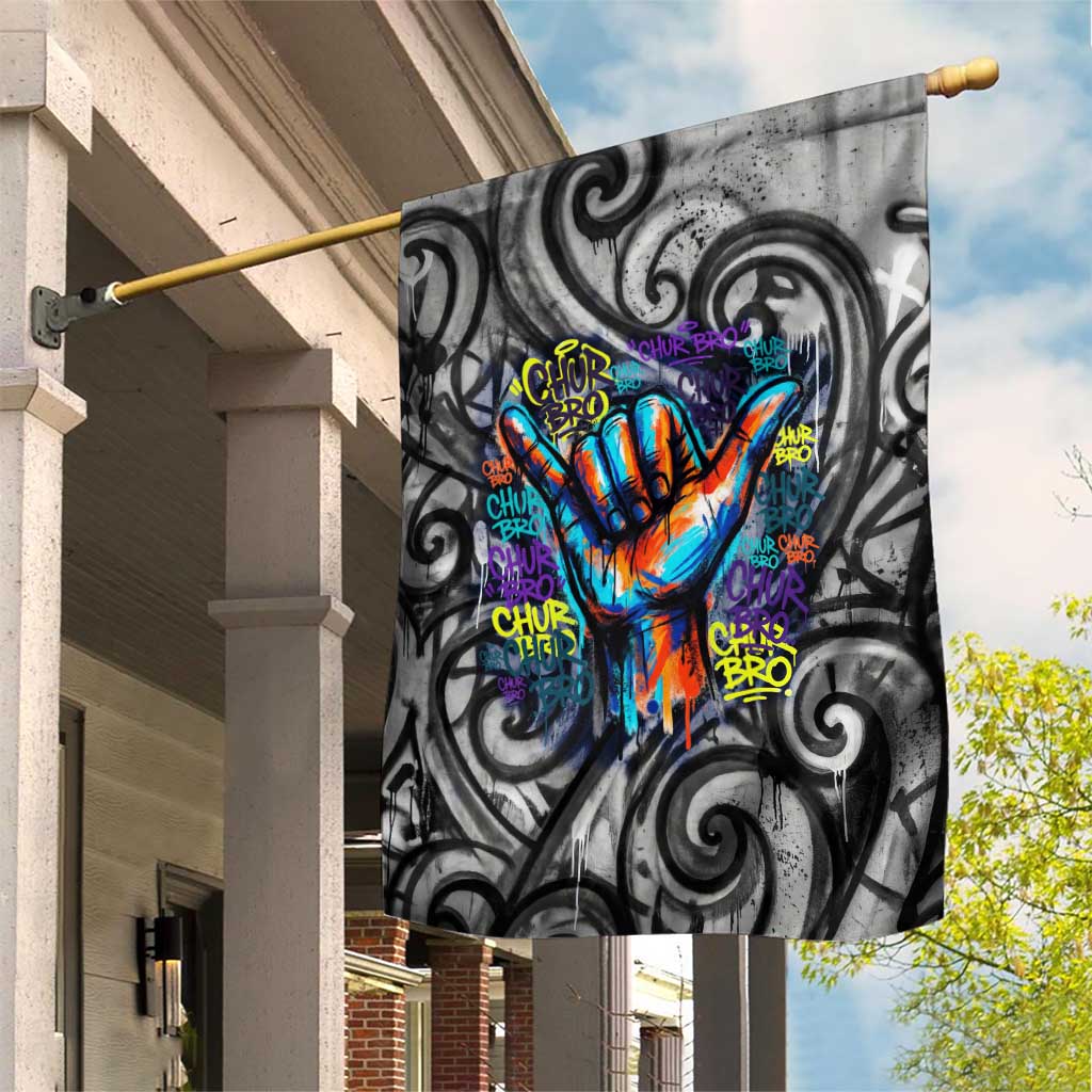 Chur Bro Shaka Sign Garden Flag New Zealand Koru Colorful Graffiti Splash TS04 House Flag Multicolor - Polynesian Pride