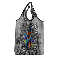 Chur Bro Shaka Sign Grocery Bag New Zealand Koru Colorful Graffiti Splash