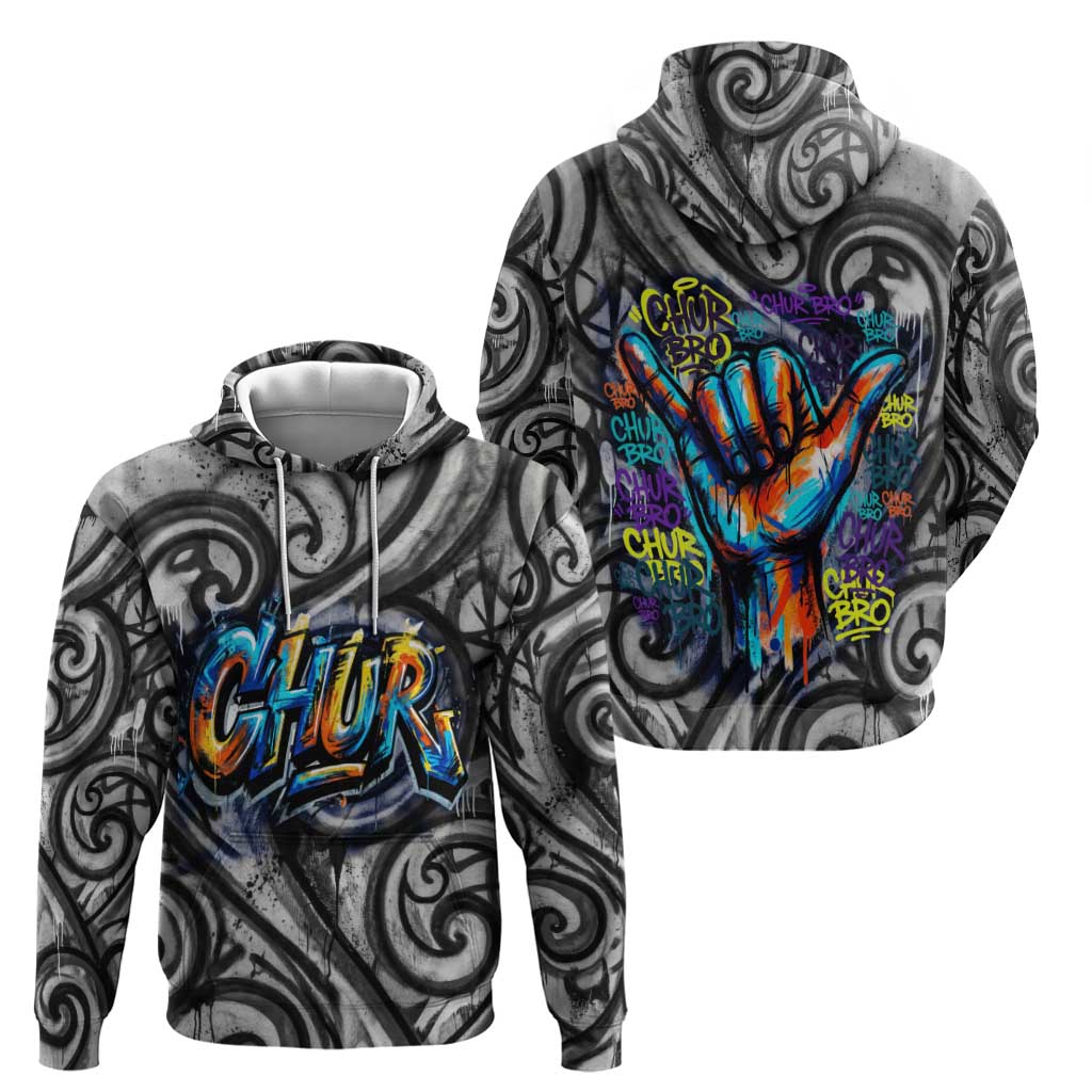 Chur Bro Shaka Sign Hoodie New Zealand Koru Colorful Graffiti Splash TS04 - Polynesian Pride