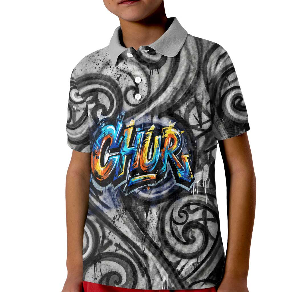 Chur Bro Shaka Sign Kid Polo Shirt New Zealand Koru Colorful Graffiti Splash TS04 Kid Multicolor - Polynesian Pride