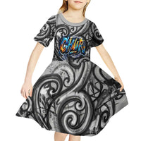 Chur Bro Shaka Sign Kid Short Sleeve Dress New Zealand Koru Colorful Graffiti Splash TS04 - Polynesian Pride