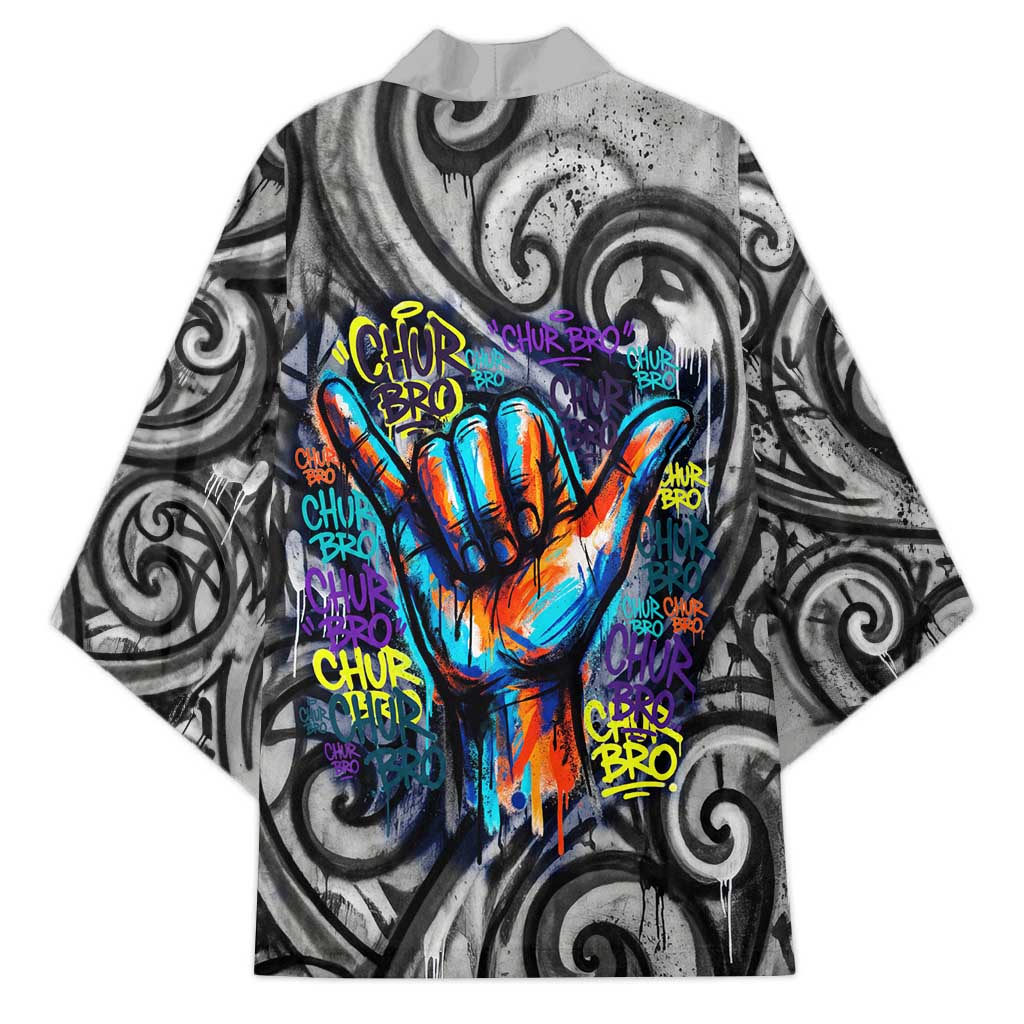 Chur Bro Shaka Sign Kimono New Zealand Koru Colorful Graffiti Splash TS04 - Polynesian Pride