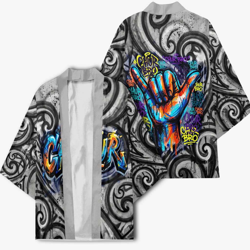Chur Bro Shaka Sign Kimono New Zealand Koru Colorful Graffiti Splash TS04 - Polynesian Pride