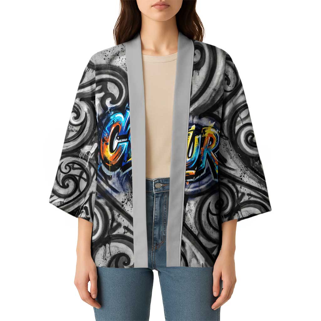 Chur Bro Shaka Sign Kimono New Zealand Koru Colorful Graffiti Splash TS04 - Polynesian Pride