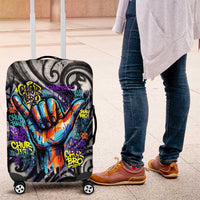 Chur Bro Shaka Sign Luggage Cover New Zealand Koru Colorful Graffiti Splash TS04 Multicolor - Polynesian Pride