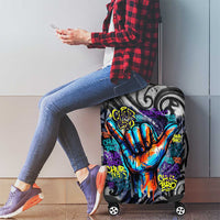 Chur Bro Shaka Sign Luggage Cover New Zealand Koru Colorful Graffiti Splash TS04 - Polynesian Pride