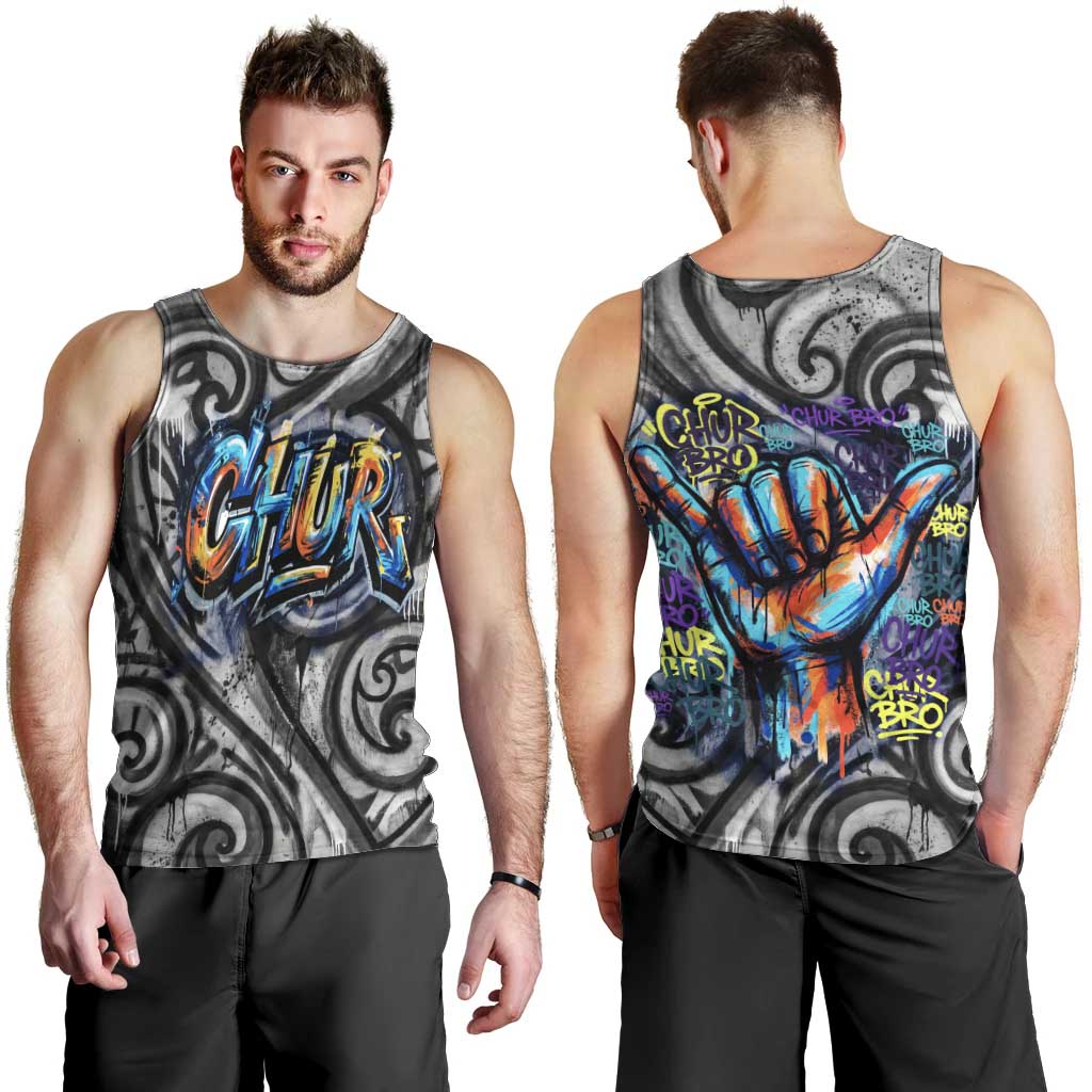 Chur Bro Shaka Sign Men Tank Top New Zealand Koru Colorful Graffiti Splash