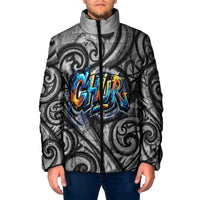 Chur Bro Shaka Sign Padded Jacket New Zealand Koru Colorful Graffiti Splash TS04 Men Multicolor - Polynesian Pride