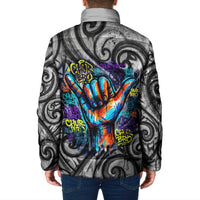 Chur Bro Shaka Sign Padded Jacket New Zealand Koru Colorful Graffiti Splash TS04 - Polynesian Pride