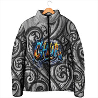 Chur Bro Shaka Sign Padded Jacket New Zealand Koru Colorful Graffiti Splash TS04 - Polynesian Pride