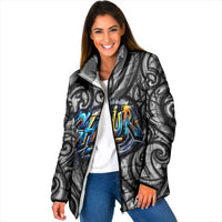 Chur Bro Shaka Sign Padded Jacket New Zealand Koru Colorful Graffiti Splash TS04 Women Multicolor - Polynesian Pride