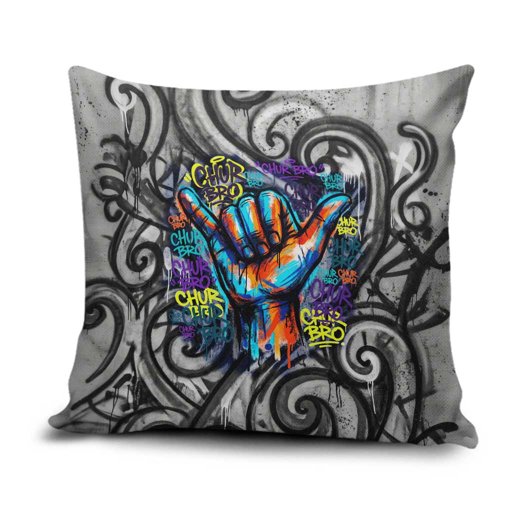 Chur Bro Shaka Sign Pillow Cover New Zealand Koru Colorful Graffiti Splash