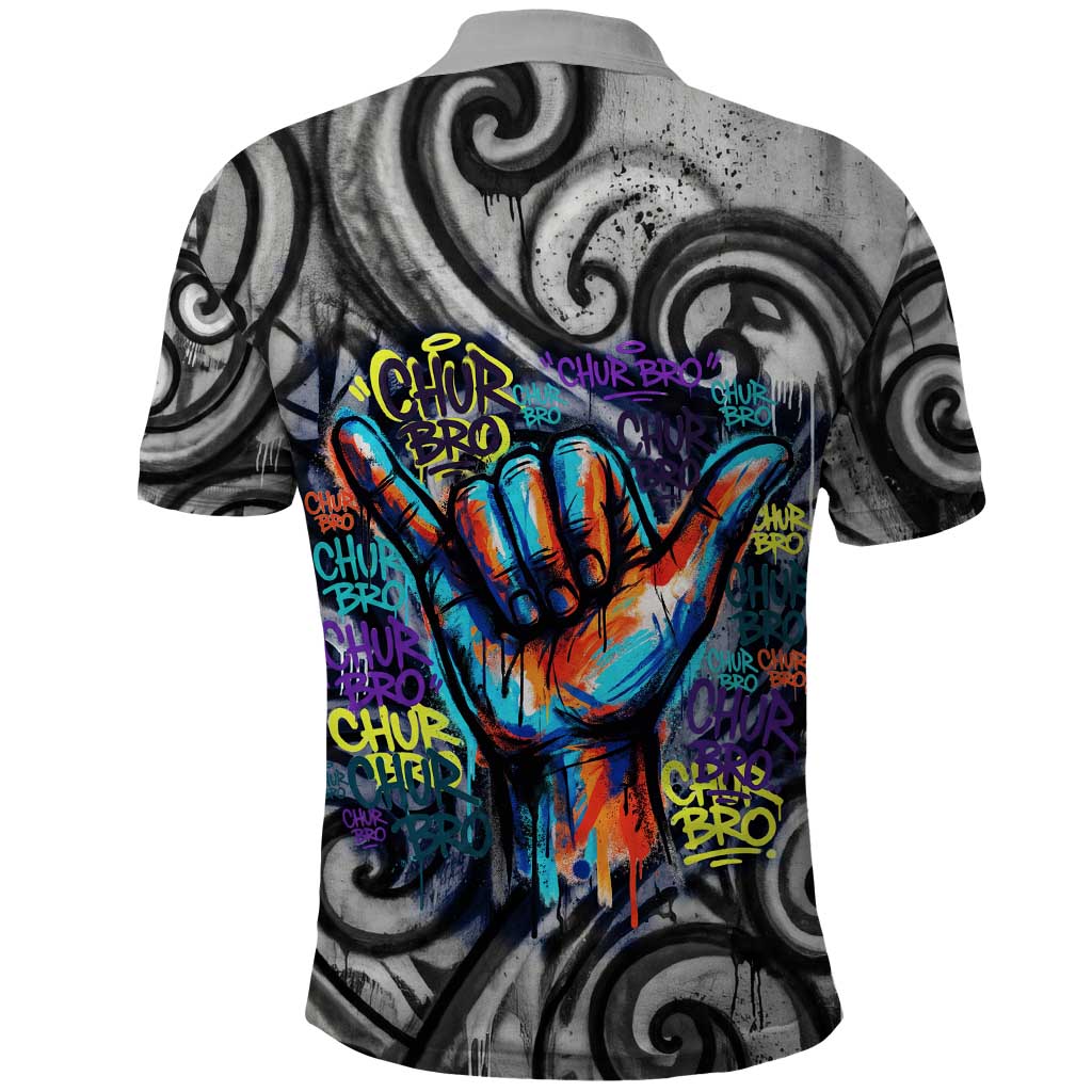 Chur Bro Shaka Sign Polo Shirt New Zealand Koru Colorful Graffiti Splash TS04 - Polynesian Pride