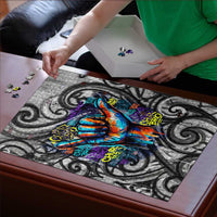 Chur Bro Shaka Sign Puzzle New Zealand Koru Colorful Graffiti Splash TS04 - Polynesian Pride