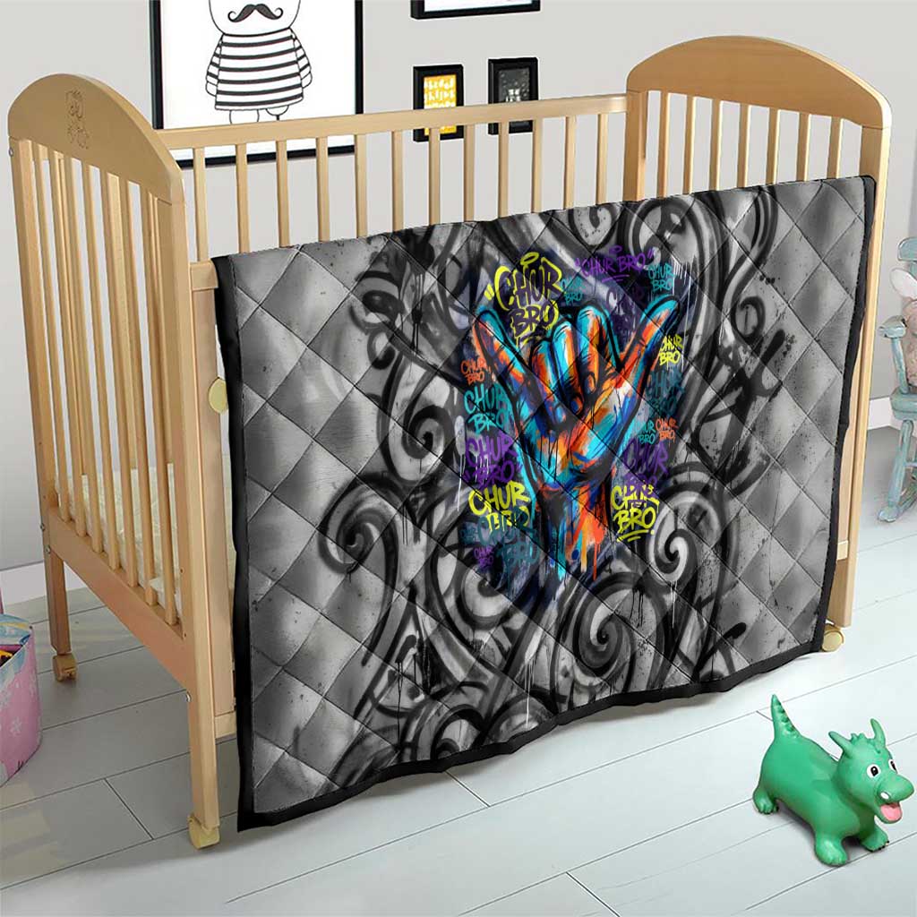 Chur Bro Shaka Sign Quilt New Zealand Koru Colorful Graffiti Splash