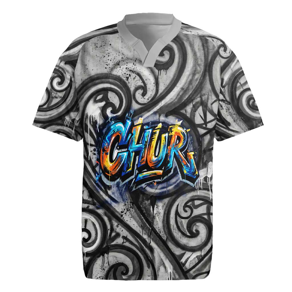 Chur Bro Shaka Sign Rugby Jersey New Zealand Koru Colorful Graffiti Splash TS04 Multicolor - Polynesian Pride