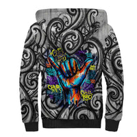 Chur Bro Shaka Sign Sherpa Hoodie New Zealand Koru Colorful Graffiti Splash