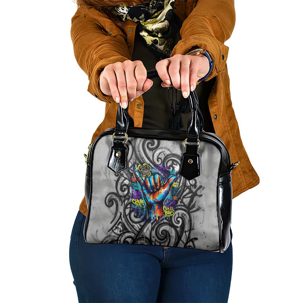 Chur Bro Shaka Sign Shoulder Handbag New Zealand Koru Colorful Graffiti Splash TS04 One Size Multicolor - Polynesian Pride