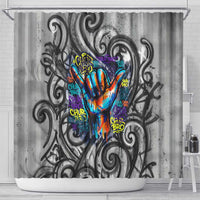 Chur Bro Shaka Sign Shower Curtain New Zealand Koru Colorful Graffiti Splash