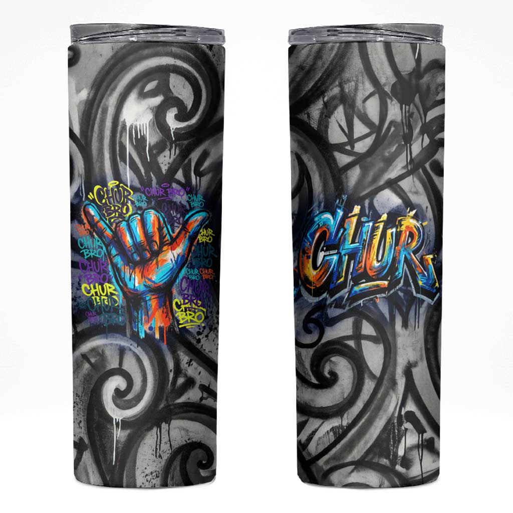 Chur Bro Shaka Sign Skinny Tumbler New Zealand Koru Colorful Graffiti Splash TS04 Multicolor - Polynesian Pride