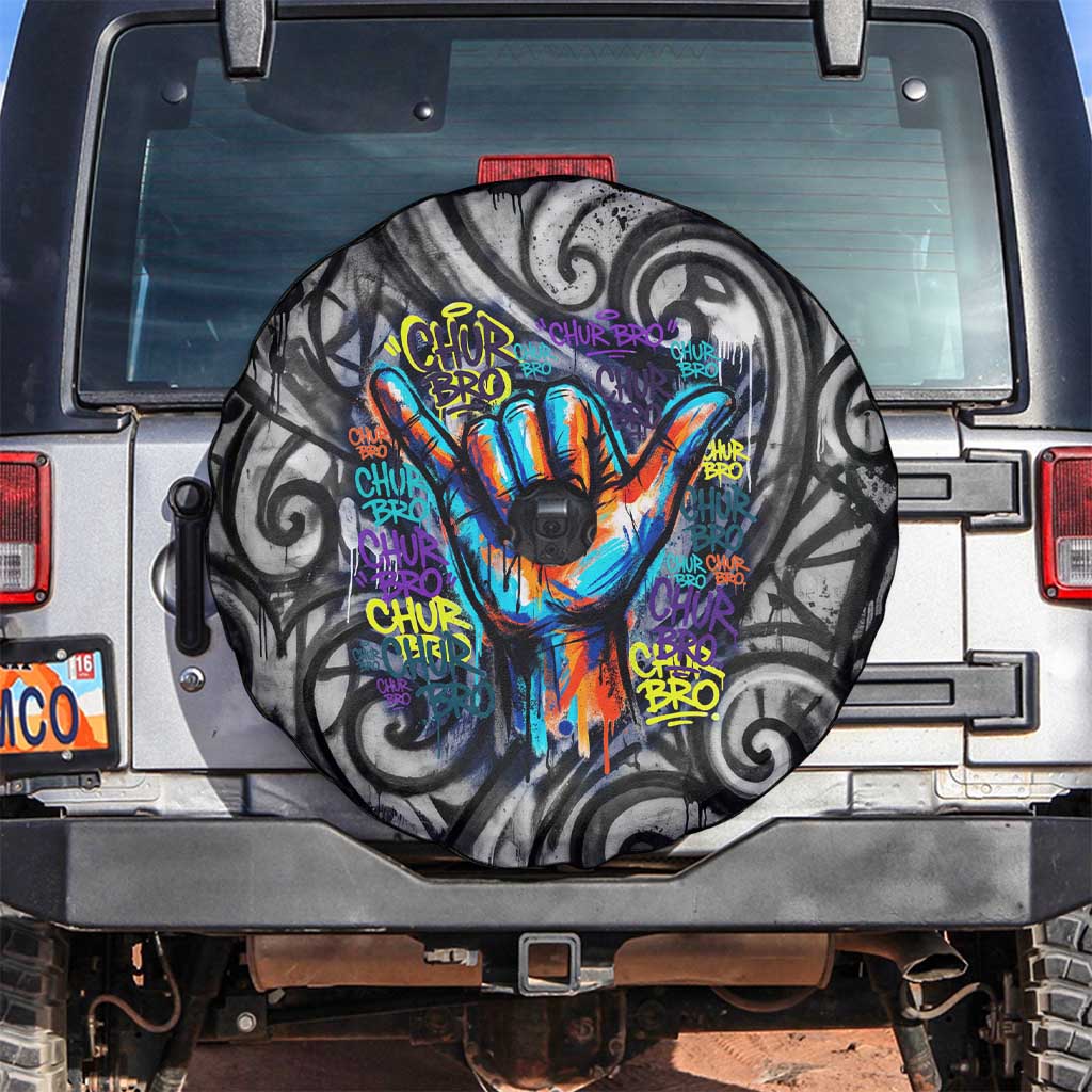 Chur Bro Shaka Sign Spare Tire Cover New Zealand Koru Colorful Graffiti Splash TS04 Multicolor - Polynesian Pride