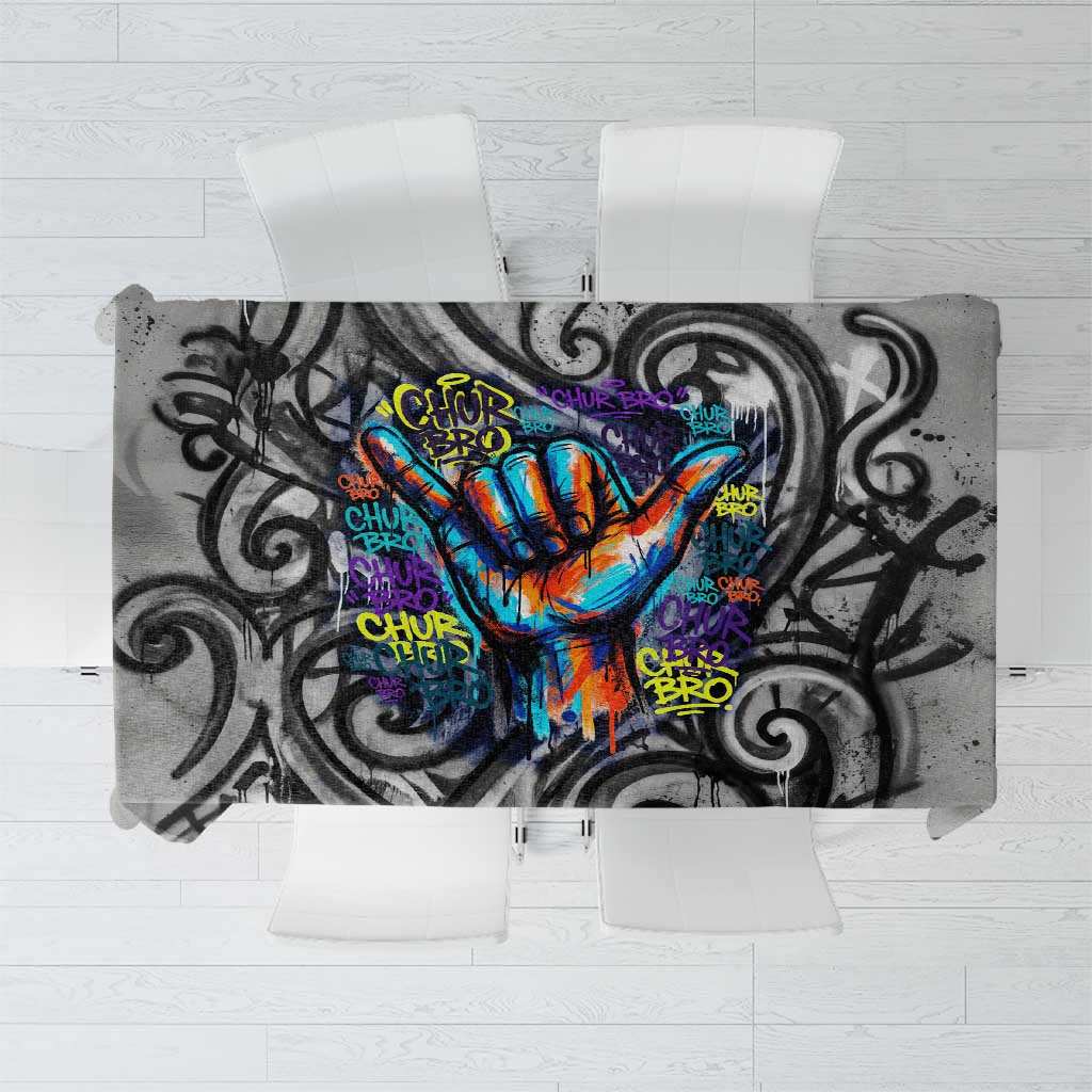 Chur Bro Shaka Sign Tablecloth New Zealand Koru Colorful Graffiti Splash