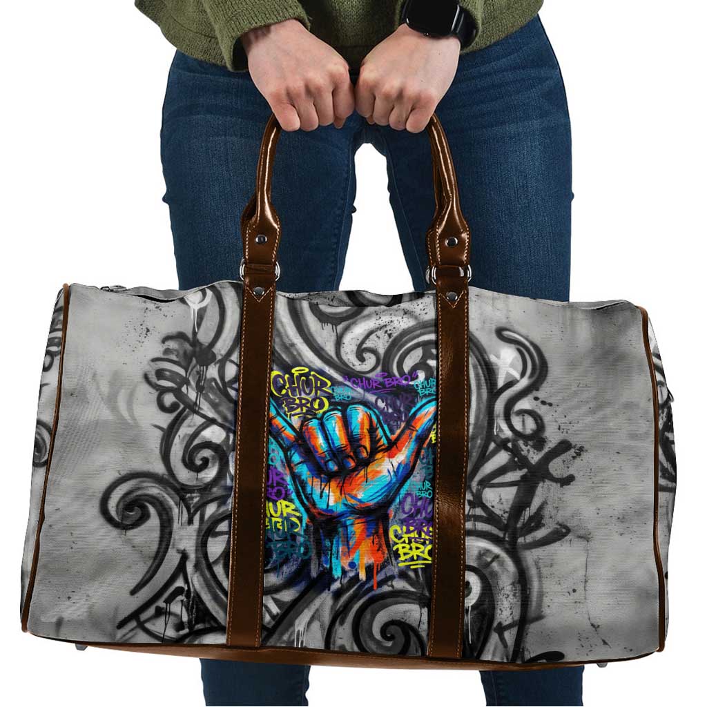 Chur Bro Shaka Sign Travel Bag New Zealand Koru Colorful Graffiti Splash TS04 Multicolor - Polynesian Pride