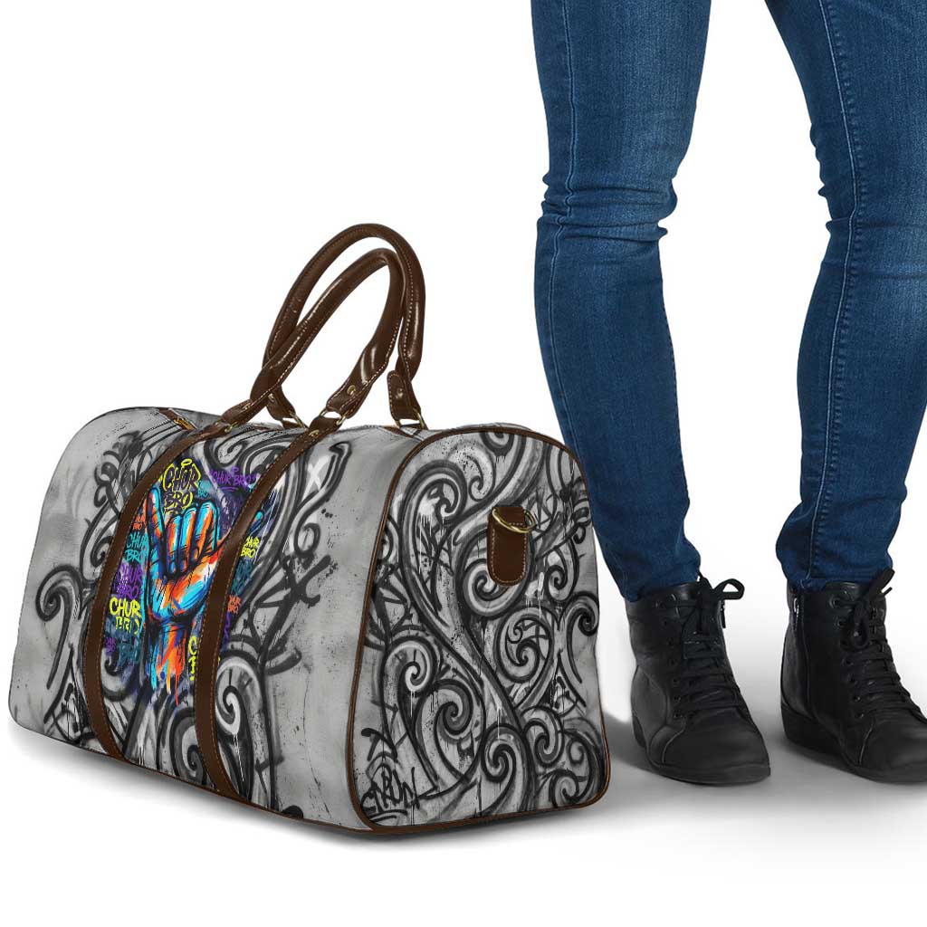 Chur Bro Shaka Sign Travel Bag New Zealand Koru Colorful Graffiti Splash TS04 - Polynesian Pride