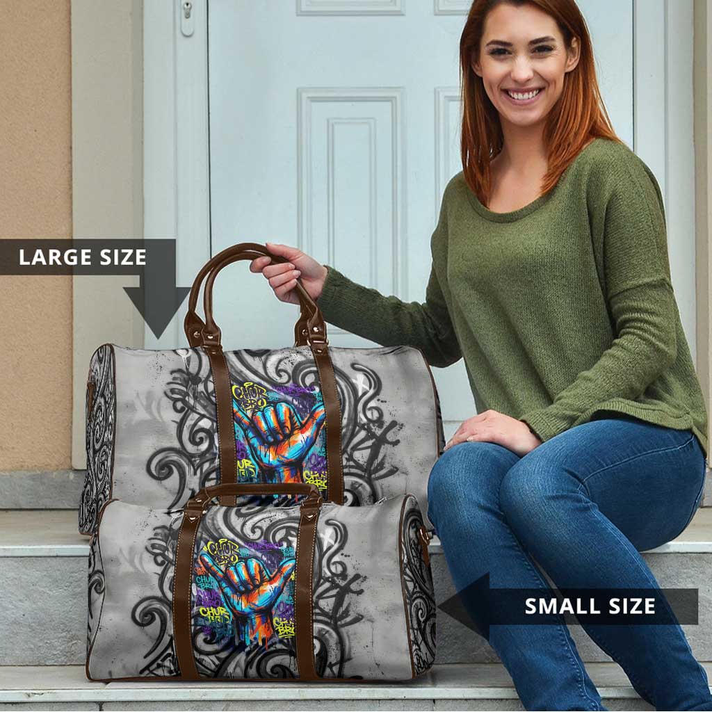 Chur Bro Shaka Sign Travel Bag New Zealand Koru Colorful Graffiti Splash TS04 - Polynesian Pride