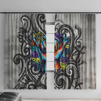 Chur Bro Shaka Sign Window Curtain New Zealand Koru Colorful Graffiti Splash