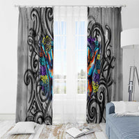 Chur Bro Shaka Sign Window Curtain New Zealand Koru Colorful Graffiti Splash