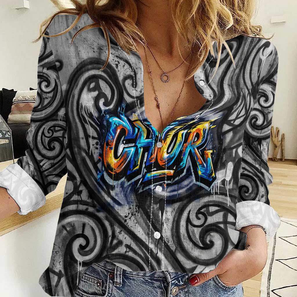 Chur Bro Shaka Sign Women Casual Shirt New Zealand Koru Colorful Graffiti Splash TS04 Female Multicolor - Polynesian Pride