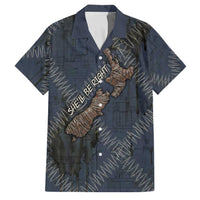 New Zealand She’ll Be Right Family Matching Off Shoulder Maxi Dress and Hawaiian Shirt NZ Slang No. 8 Wire Map Pattern TS04 Dad's Shirt - Short Sleeve Navy Slate - Polynesian Pride