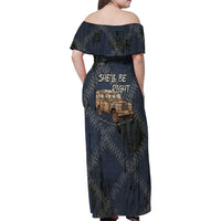 New Zealand She’ll Be Right Family Matching Off Shoulder Maxi Dress and Hawaiian Shirt NZ Slang No. 8 Wire Map Pattern TS04 - Polynesian Pride