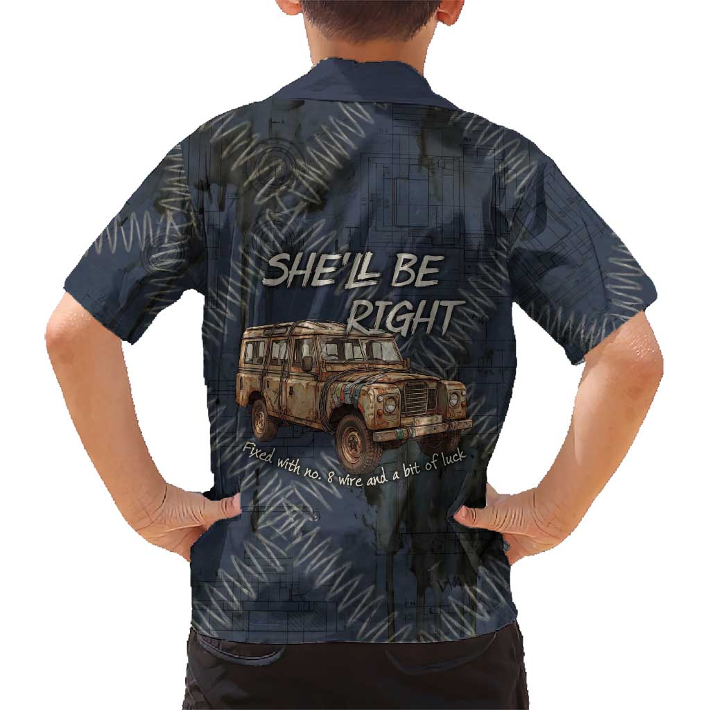 New Zealand She’ll Be Right Family Matching Short Sleeve Bodycon Dress and Hawaiian Shirt NZ Slang No. 8 Wire Map Pattern TS04 - Polynesian Pride