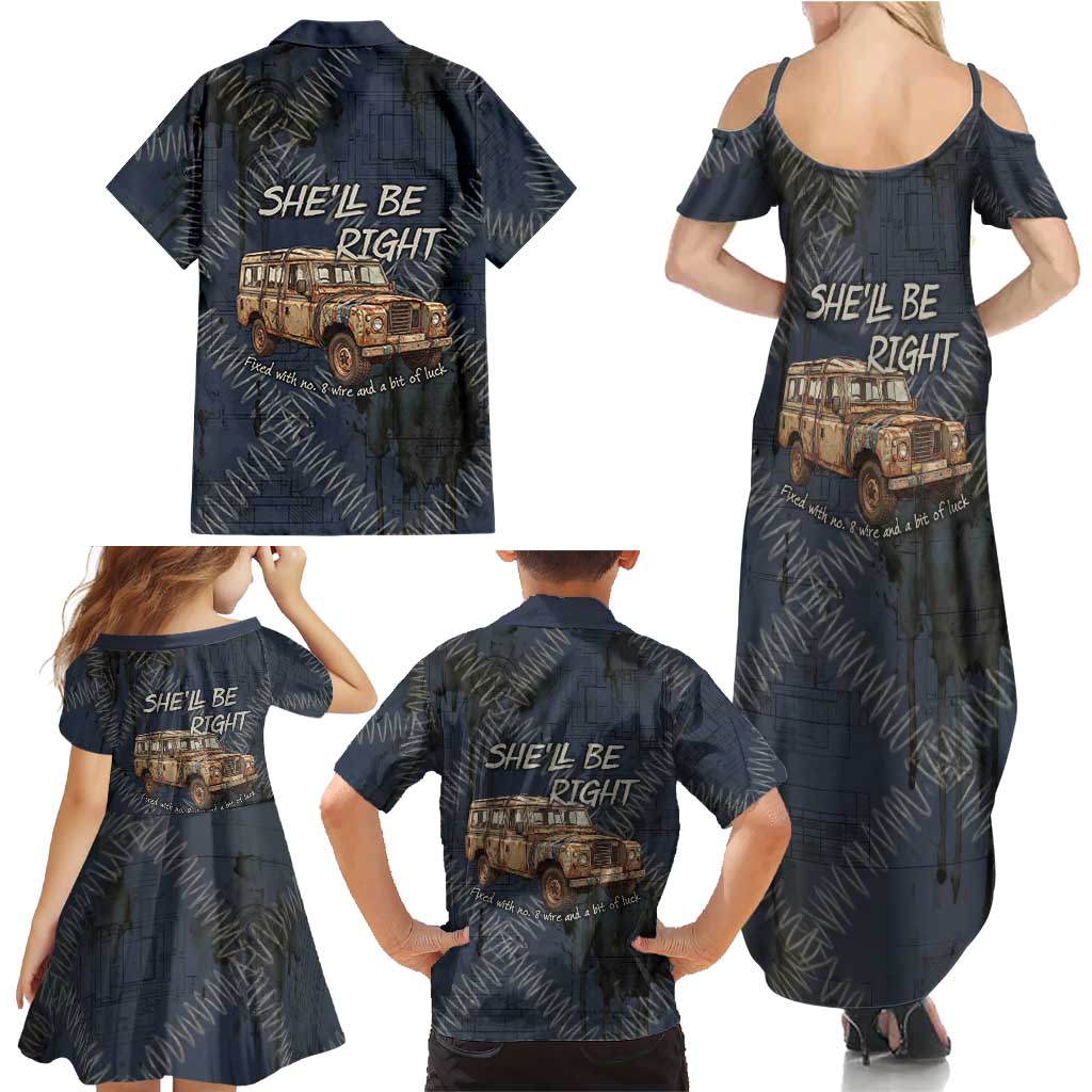 New Zealand She’ll Be Right Family Matching Summer Maxi Dress and Hawaiian Shirt NZ Slang No. 8 Wire Map Pattern TS04 - Polynesian Pride