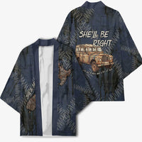 New Zealand She’ll Be Right Kimono NZ Slang No. 8 Wire Map Pattern